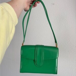 Vintage Green Leather Shoulder Bag